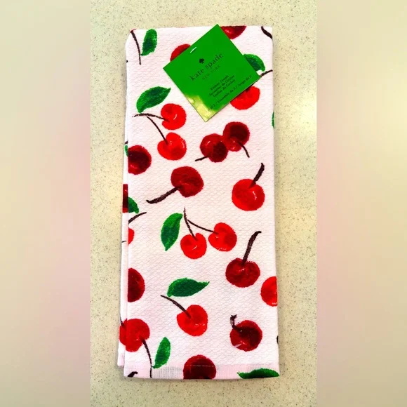 Kate Spade Set of 2 Red Cherry Pattern Towel - Picture 1 of 4